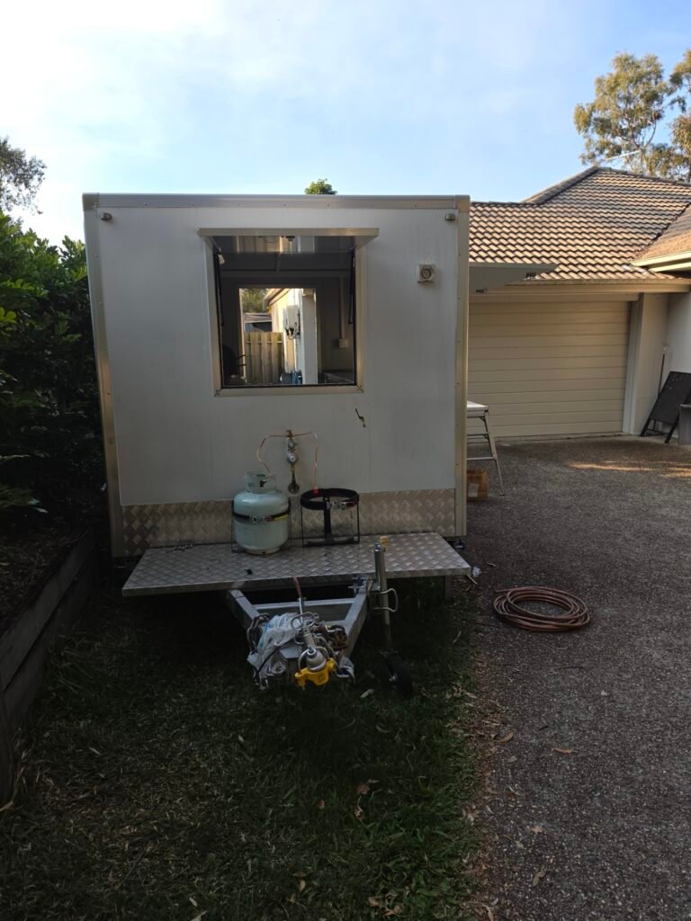 LPG gas bottle and regulator installation on the exterior of a mobile food trailer, fitted by LTC Gas